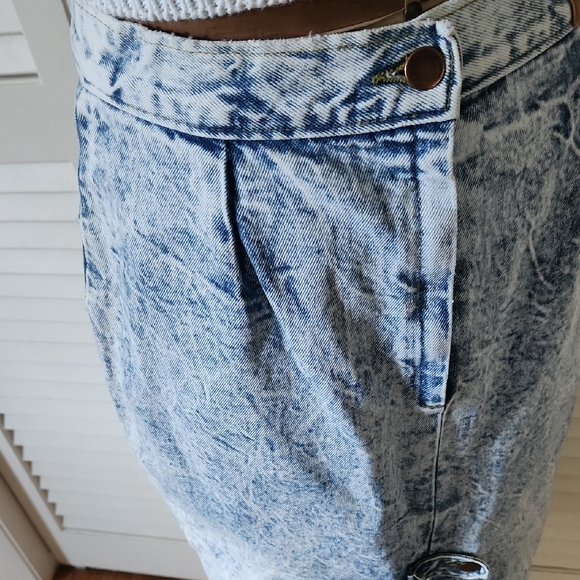 Sierra West Vintage 80's Acid Wash Denim Pencil Skirt With Front Slit - Picture 11 of 11